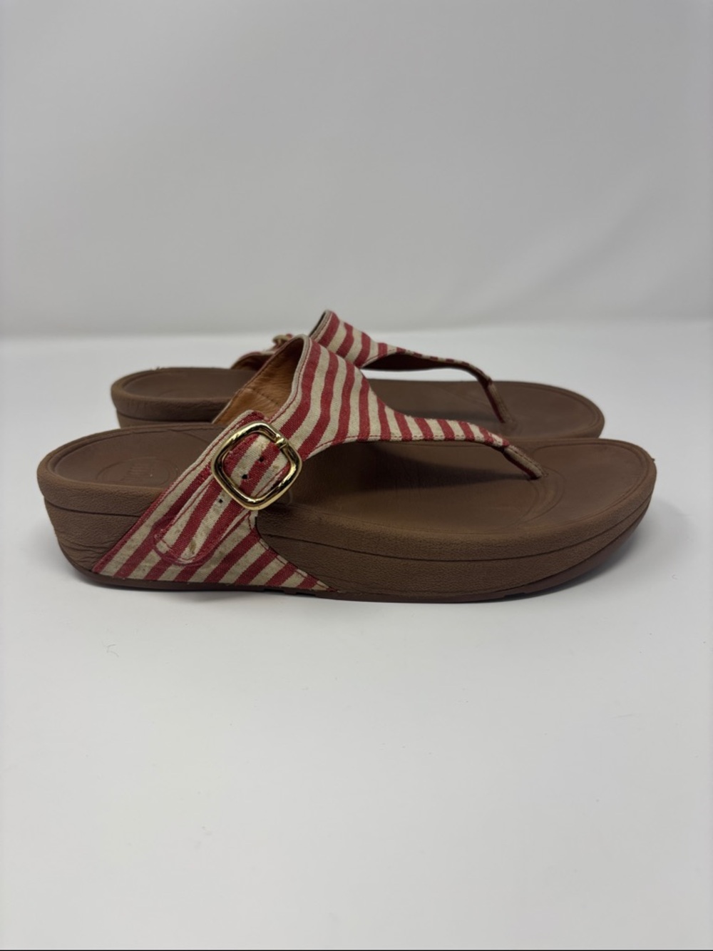 Striped Red and Cream Thong Sandals - Women fitflop 7 - Picture 4 of 8